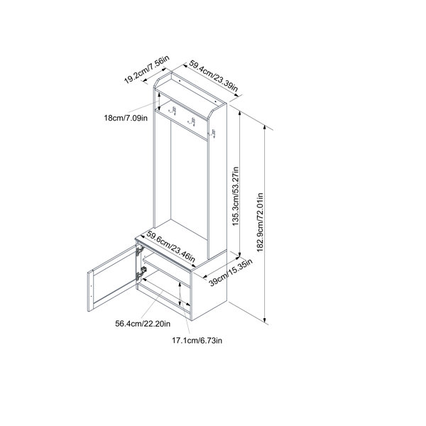 Loon Peak® Castanon 23.375'' Wide Hall Tree with Bench and Shoe Storage